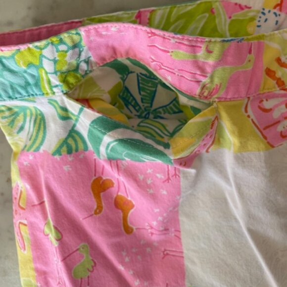 LILLY PULITZER Patchwork Print White Label Pants 8 - Picture 9 of 16